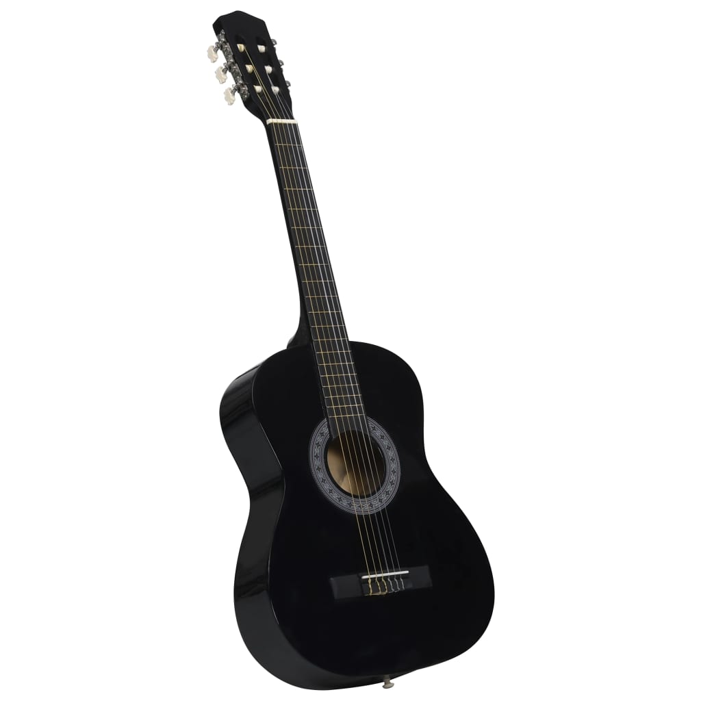 vidaXL Jeu de guitare classique pour débutants 8 pcs Noir 3/4 36"