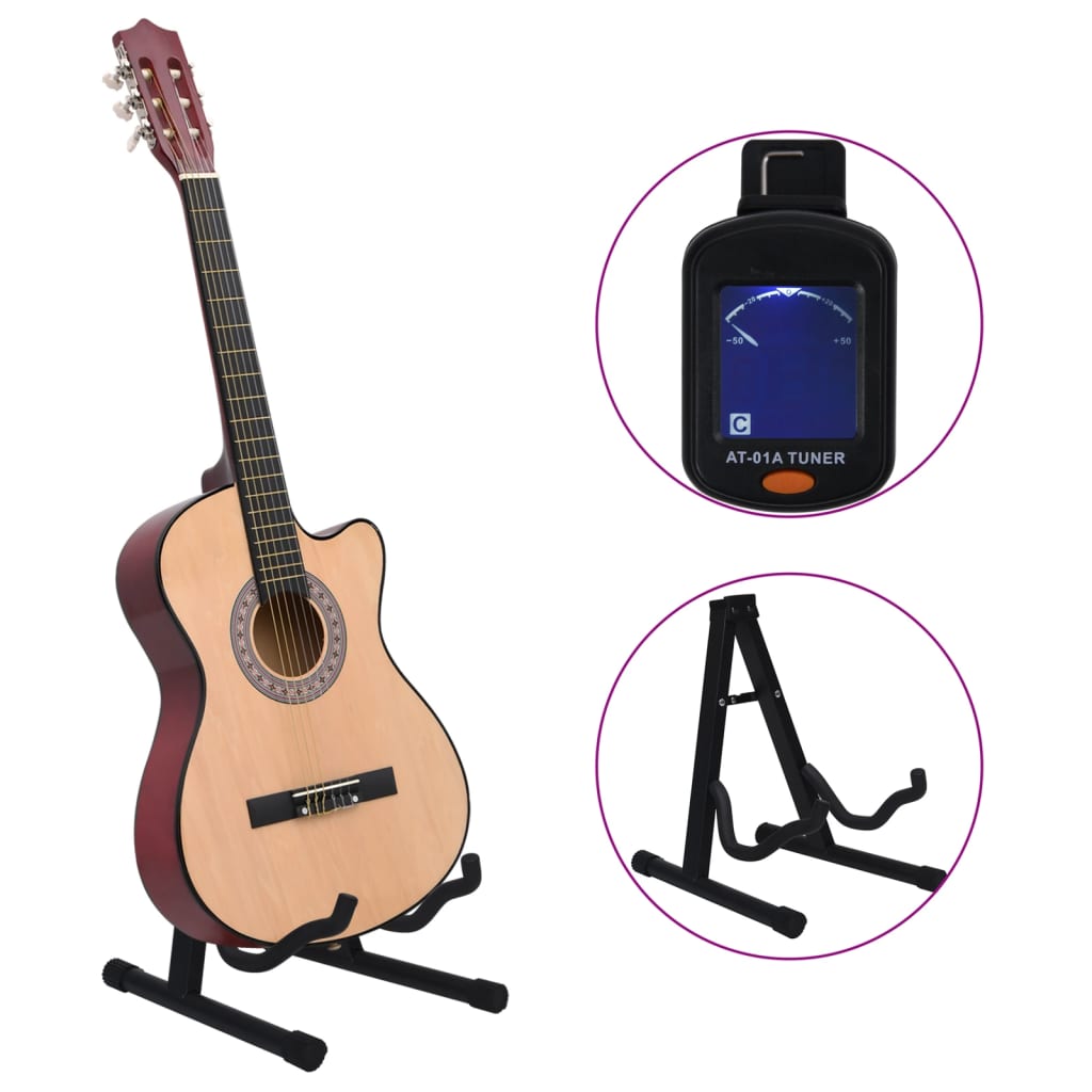 vidaXL Jeu de guitare 12 pcs acoustique pan coupé western 6 cordes 38"