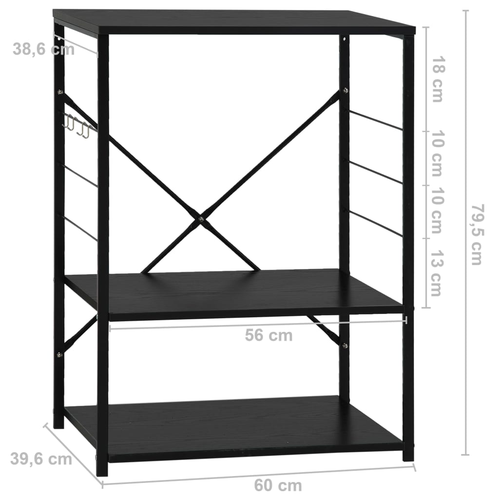 vidaXL Armoire à four à micro-ondes Noir 60x39,6x79,5 cm