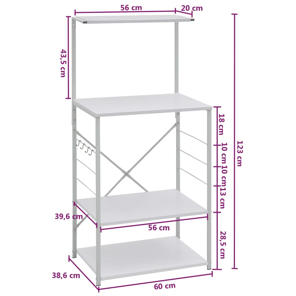 vidaXL Armoire à micro-ondes Blanc 60x39,6x123 cm Bois d'ingénierie
