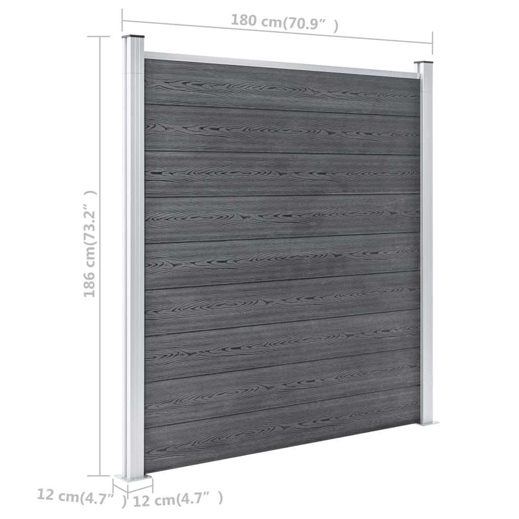vidaXL Clôture de jardin WPC 1564x186 cm Gris