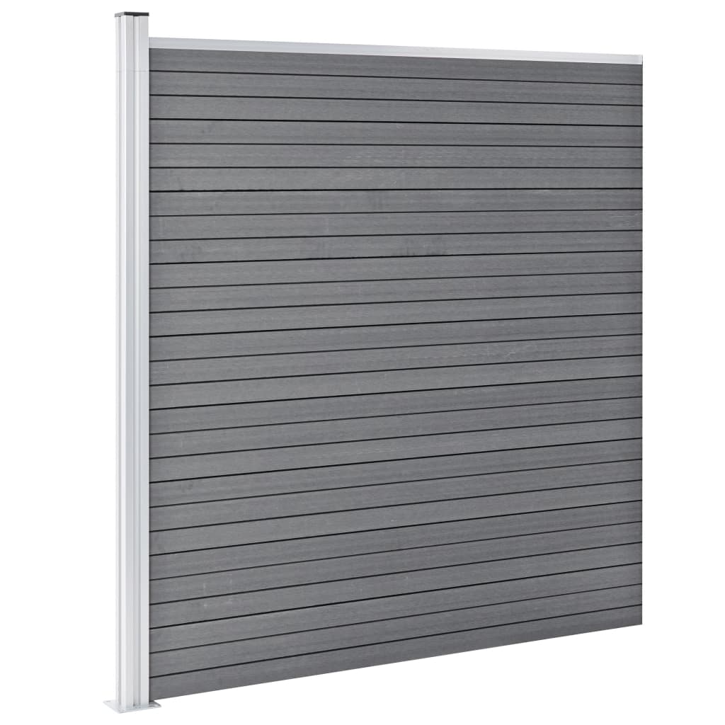 vidaXL Ensemble de clôture WPC 2 Carré + 1 Incliné 446 x 186 cm Gris