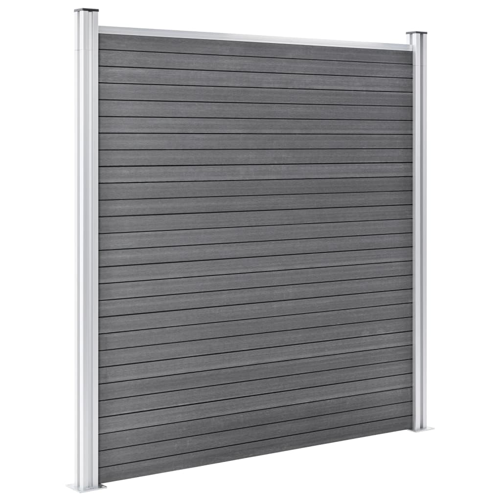 vidaXL Ensemble de clôture WPC 2 Carré + 1 Incliné 446 x 186 cm Gris
