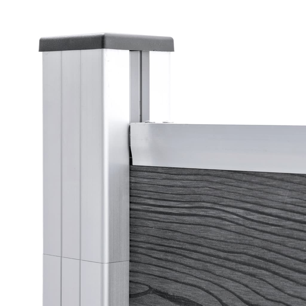 vidaXL Ensemble de clôture WPC 2 Carré + 1 Incliné 446 x 186 cm Gris