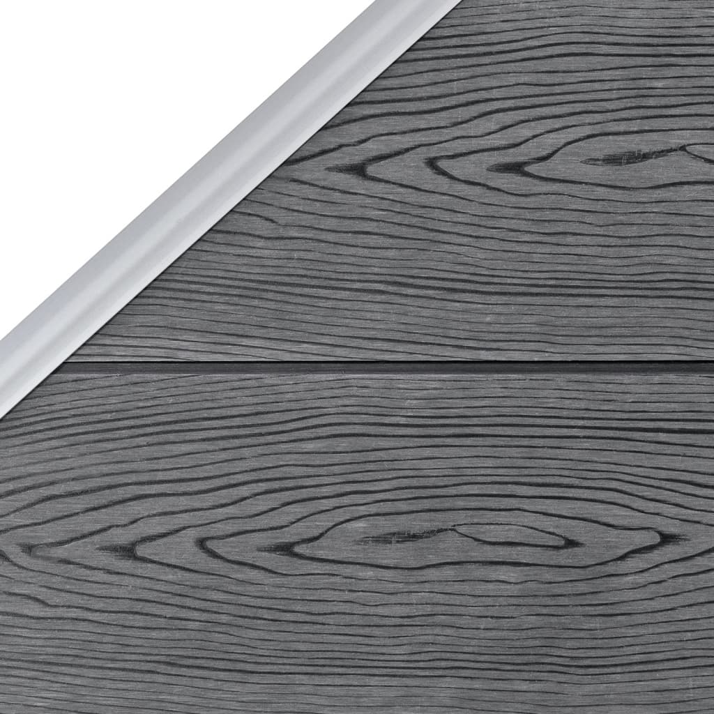 vidaXL Ensemble de clôture WPC 2 Carré + 1 Incliné 446 x 186 cm Gris