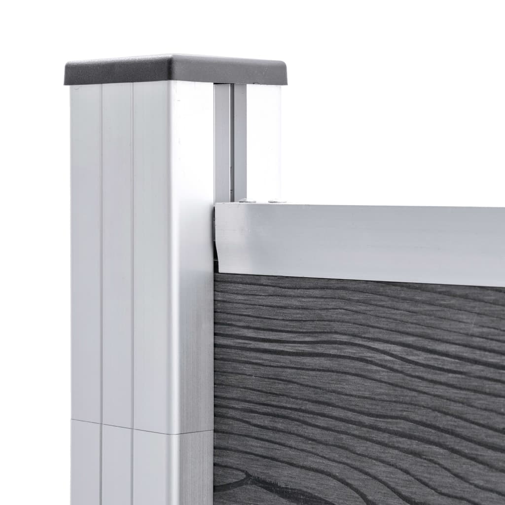 vidaXL Ensemble de clôture WPC 3 Carré + 1 Incliné 619 x 186 cm Gris