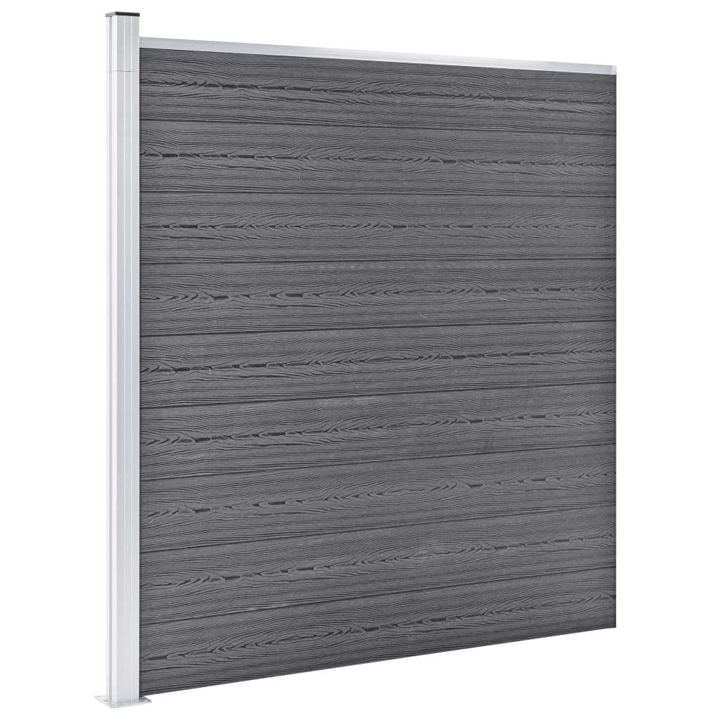 vidaXL Ensemble de clôture WPC 4 Carré + 1 Incliné 792 x 186 cm Gris