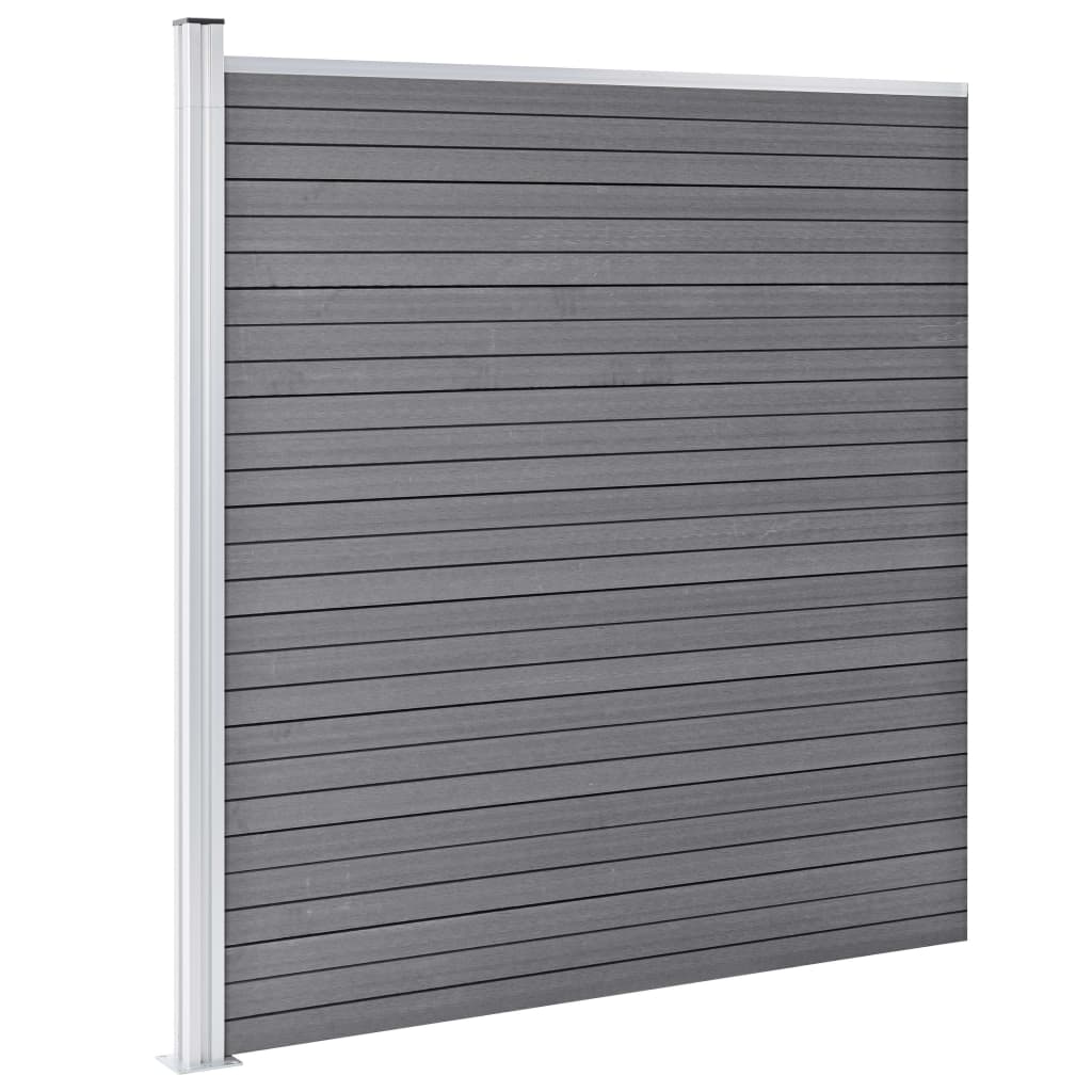 vidaXL Ensemble de clôture WPC 4 Carré + 1 Incliné 792 x 186 cm Gris