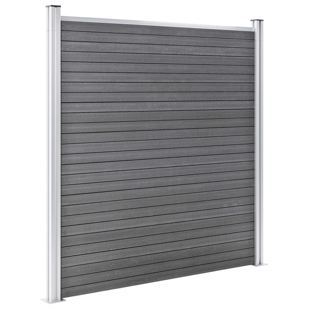 vidaXL Ensemble de clôture WPC 4 Carré + 1 Incliné 792 x 186 cm Gris