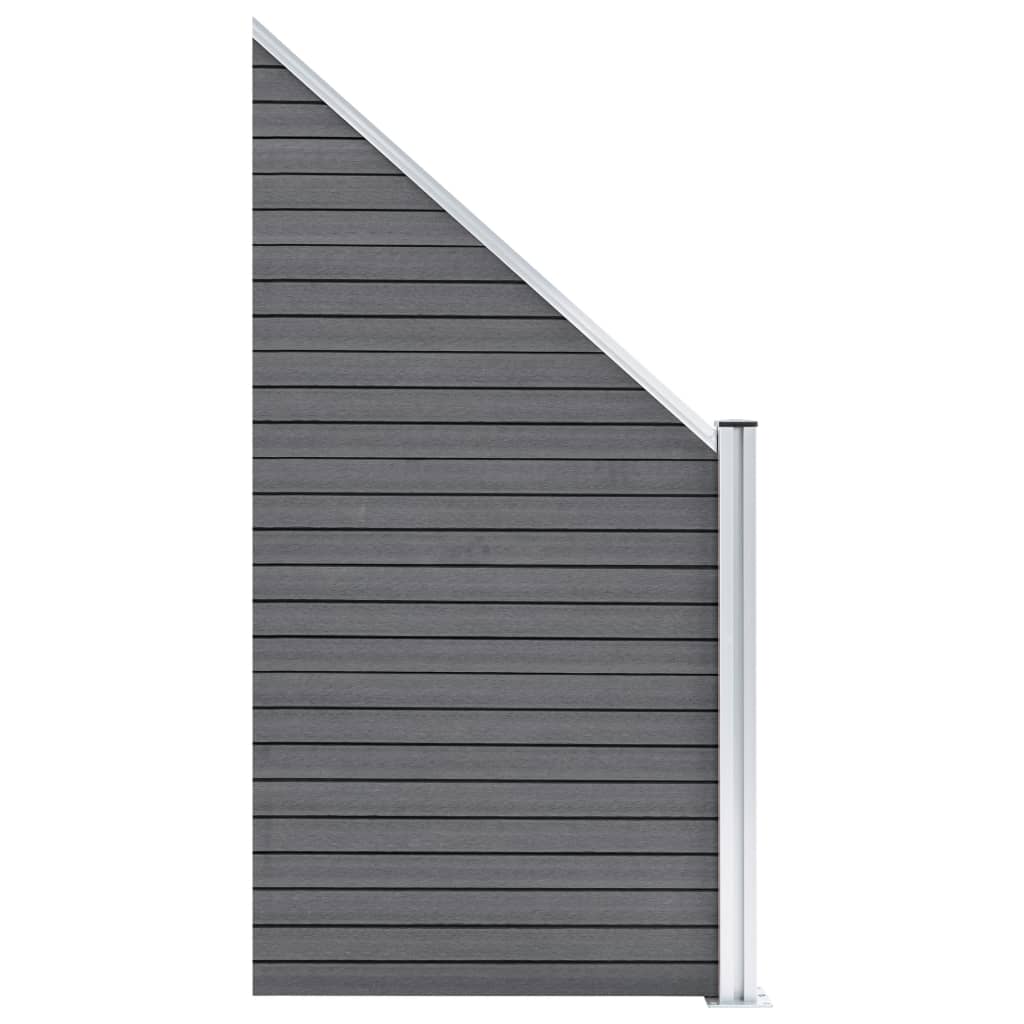 vidaXL Ensemble de clôture WPC 4 Carré + 1 Incliné 792 x 186 cm Gris