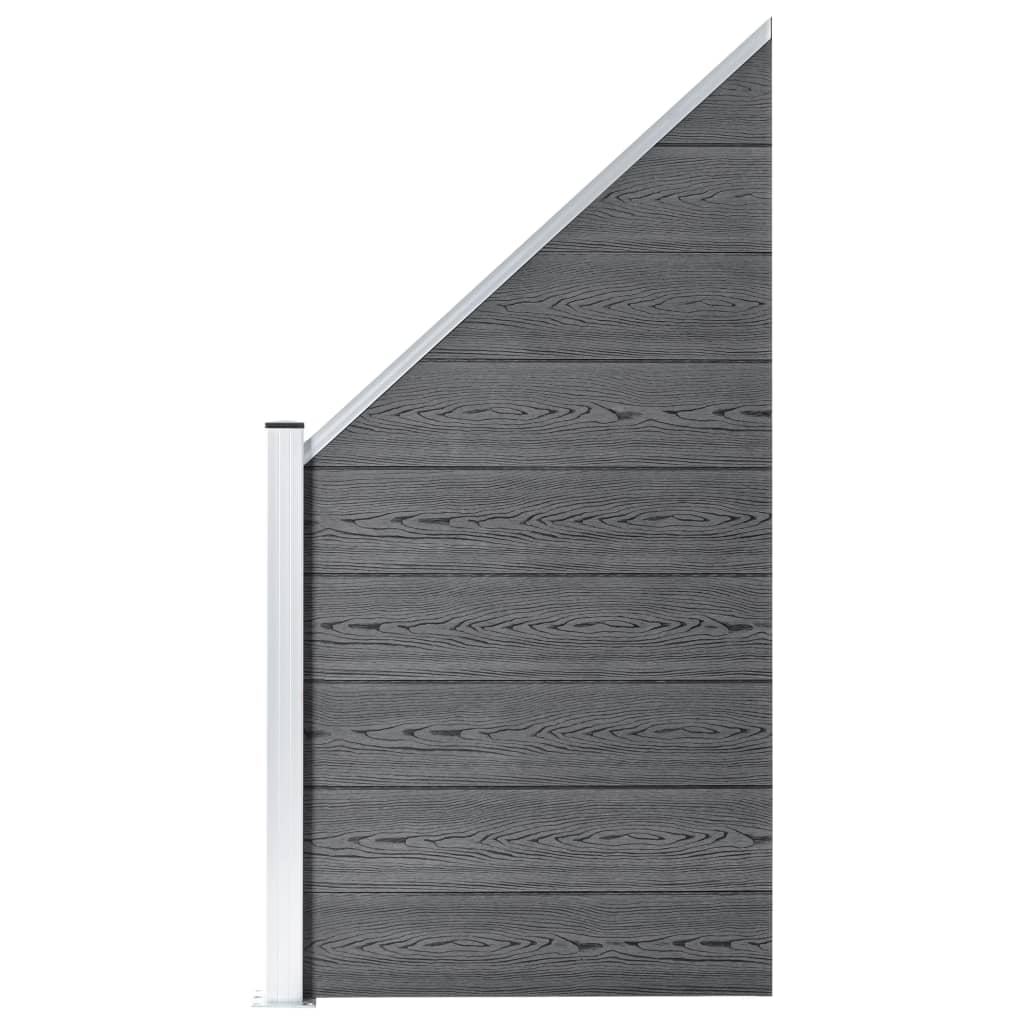vidaXL Ensemble de clôture WPC 4 Carré + 1 Incliné 792 x 186 cm Gris
