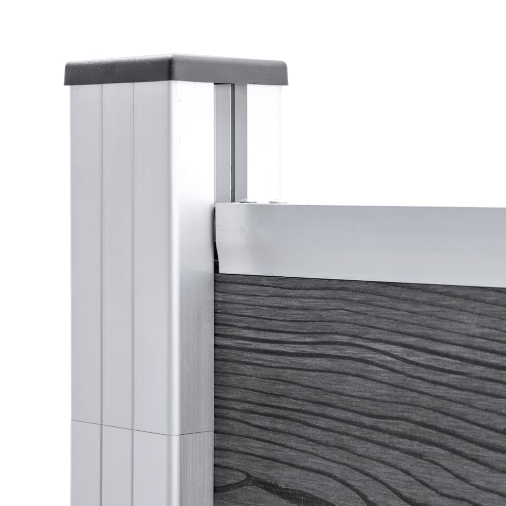 vidaXL Ensemble de clôture WPC 4 Carré + 1 Incliné 792 x 186 cm Gris
