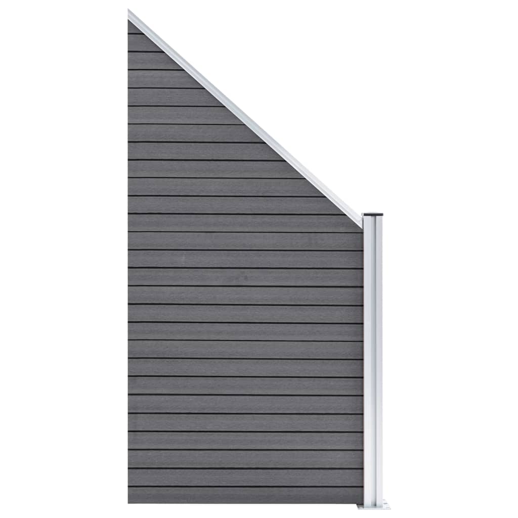 vidaXL Ensemble de clôture WPC 7 Carré + 1 Incliné 1311x186 cm Gris