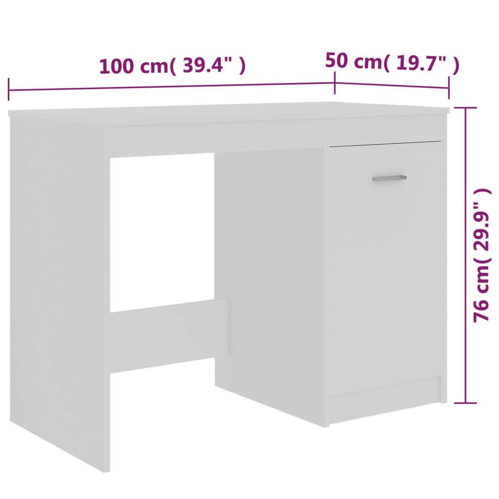 vidaXL Bureau Blanc 100x50x76 cm Bois d'ingénierie