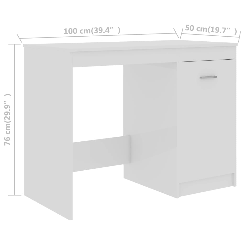 vidaXL Bureau Blanc brillant 100x50x76 cm Aggloméré