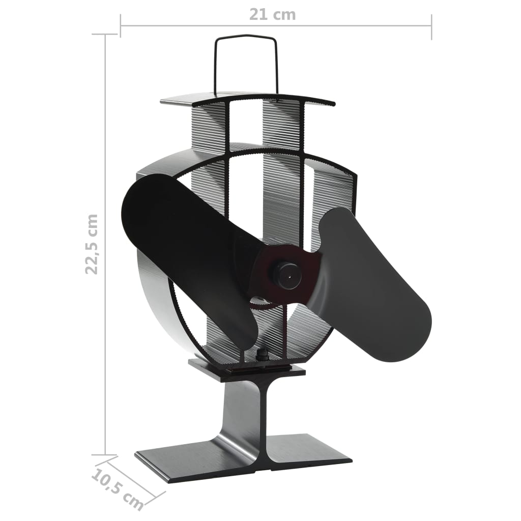 vidaXL Ventilateur de poêle alimenté par chaleur 2 pales Noir
