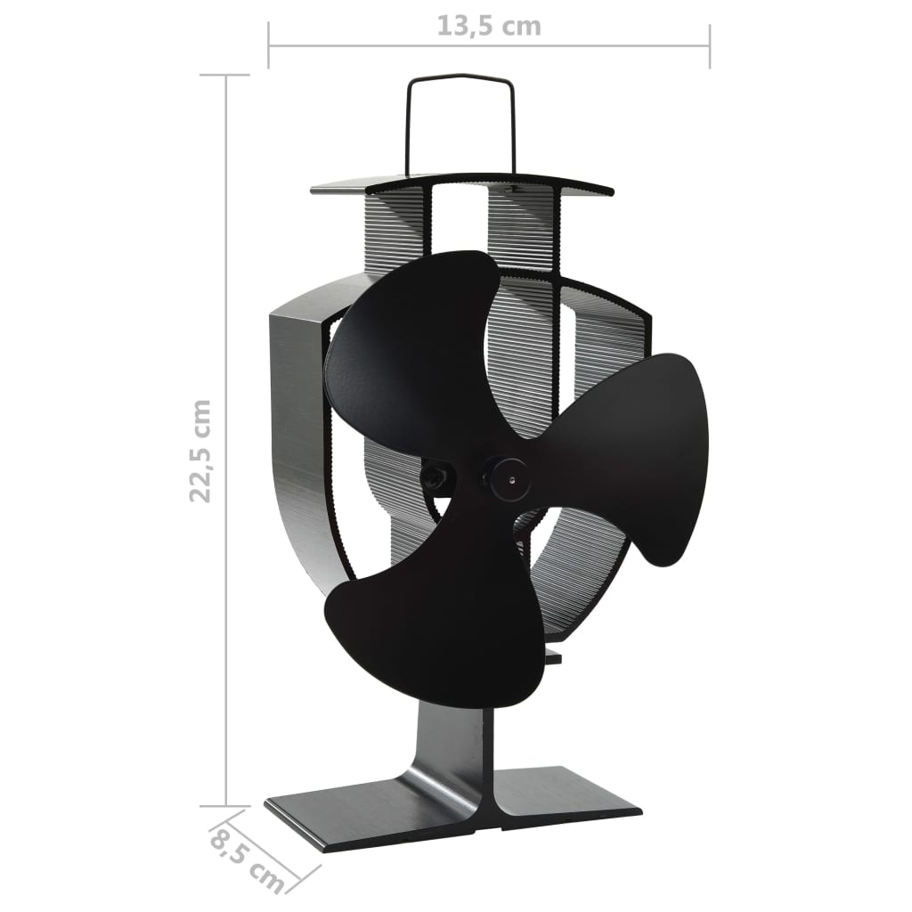 vidaXL Ventilateur de poêle alimenté par chaleur 3 pales Noir