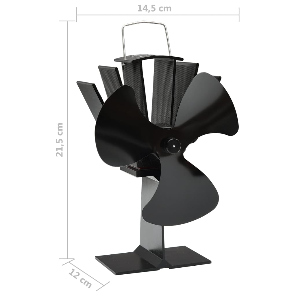 vidaXL Ventilateur de poêle alimenté par chaleur 3 pales Noir