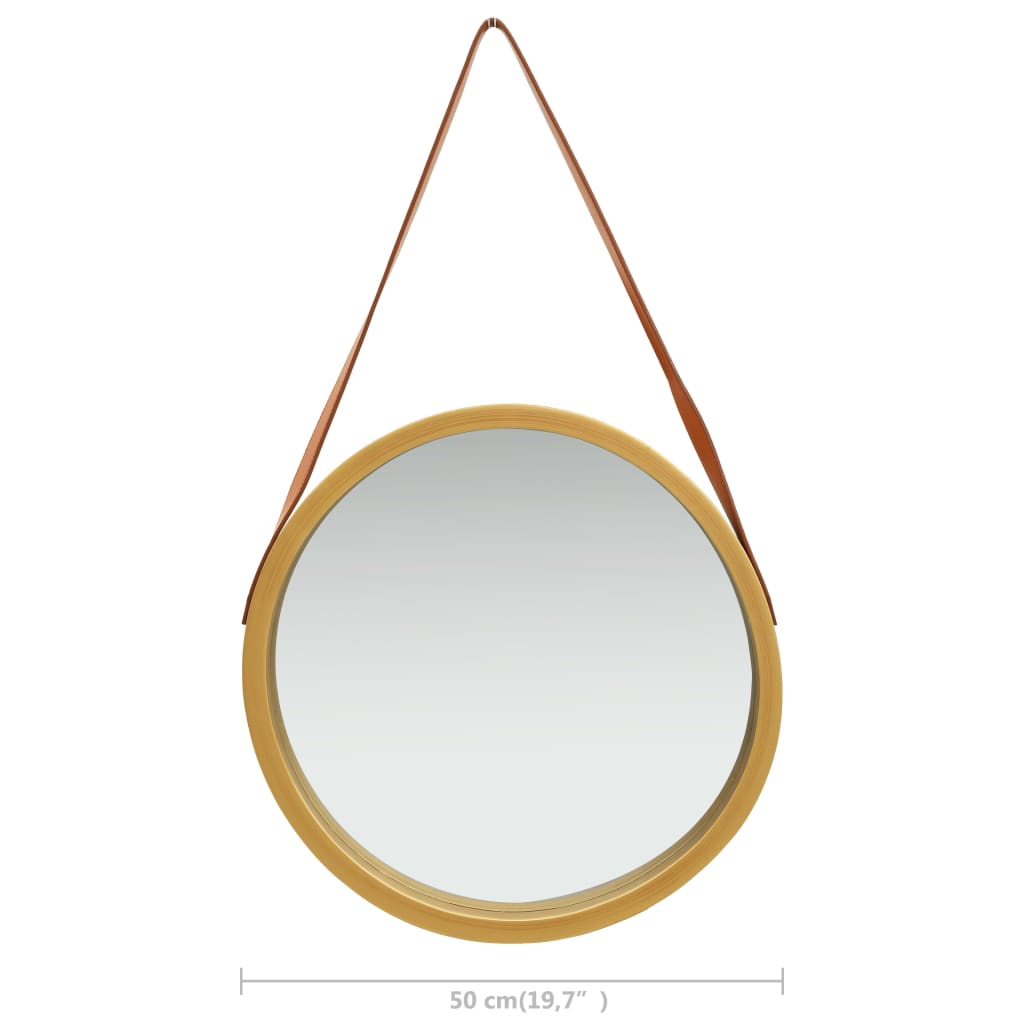 vidaXL Miroir mural avec sangle 50 cm Doré