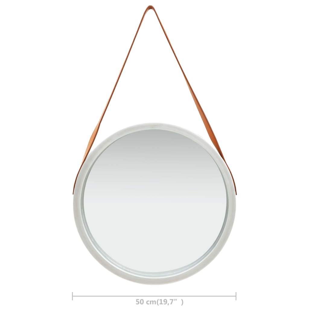 vidaXL Miroir mural avec sangle 50 cm Argenté
