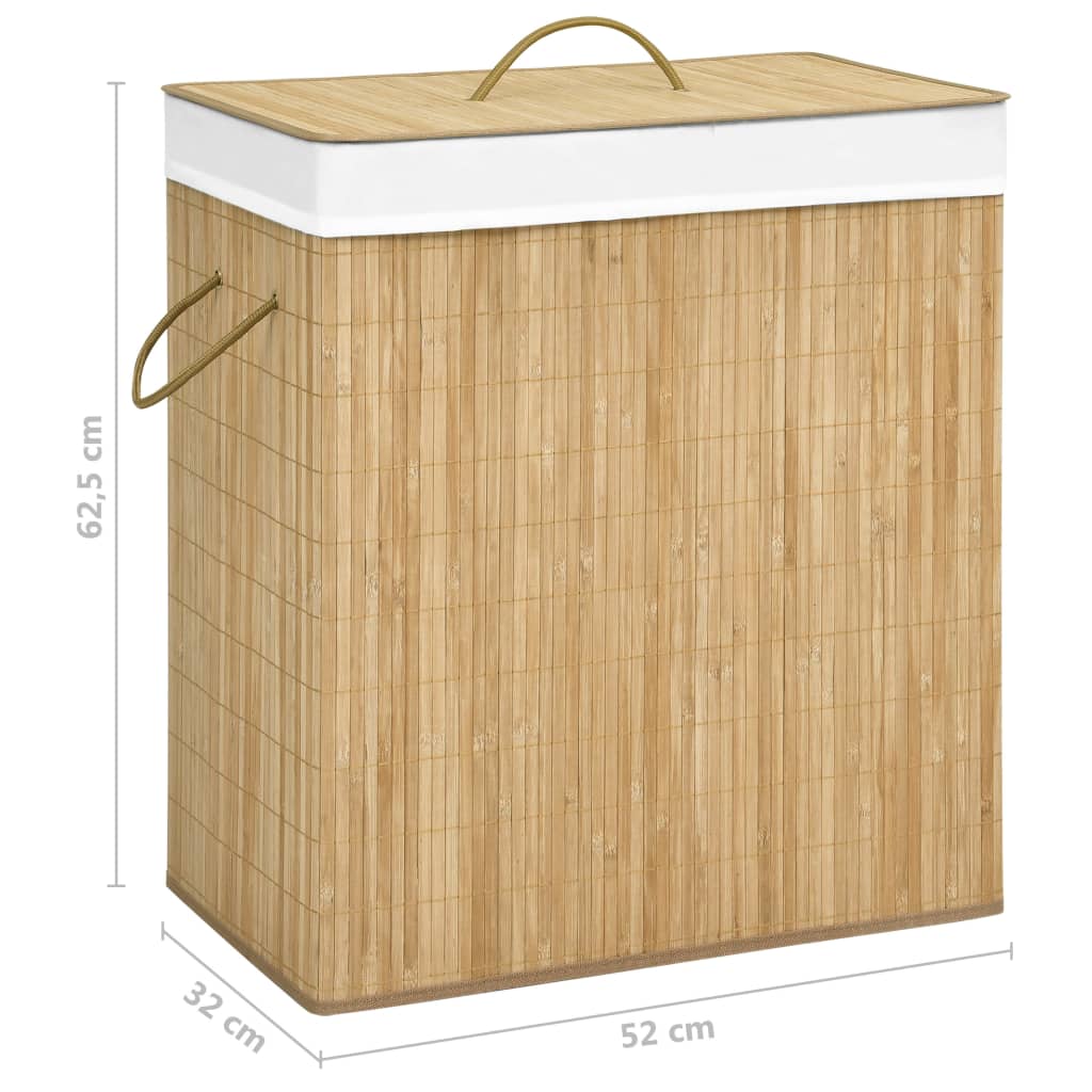 vidaXL Panier à linge avec 2 sections bambou 100 L