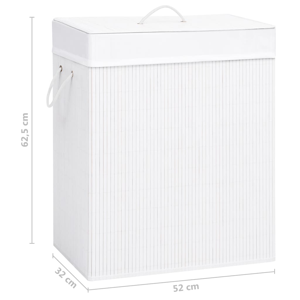 vidaXL Panier à linge avec 2 sections bambou blanc 100 L