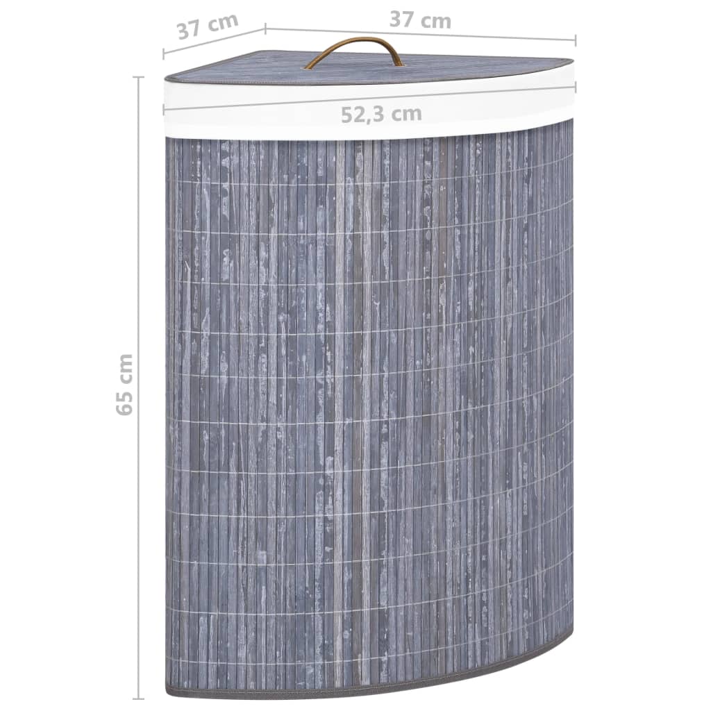 vidaXL Panier à linge d'angle Bambou Gris 60 L