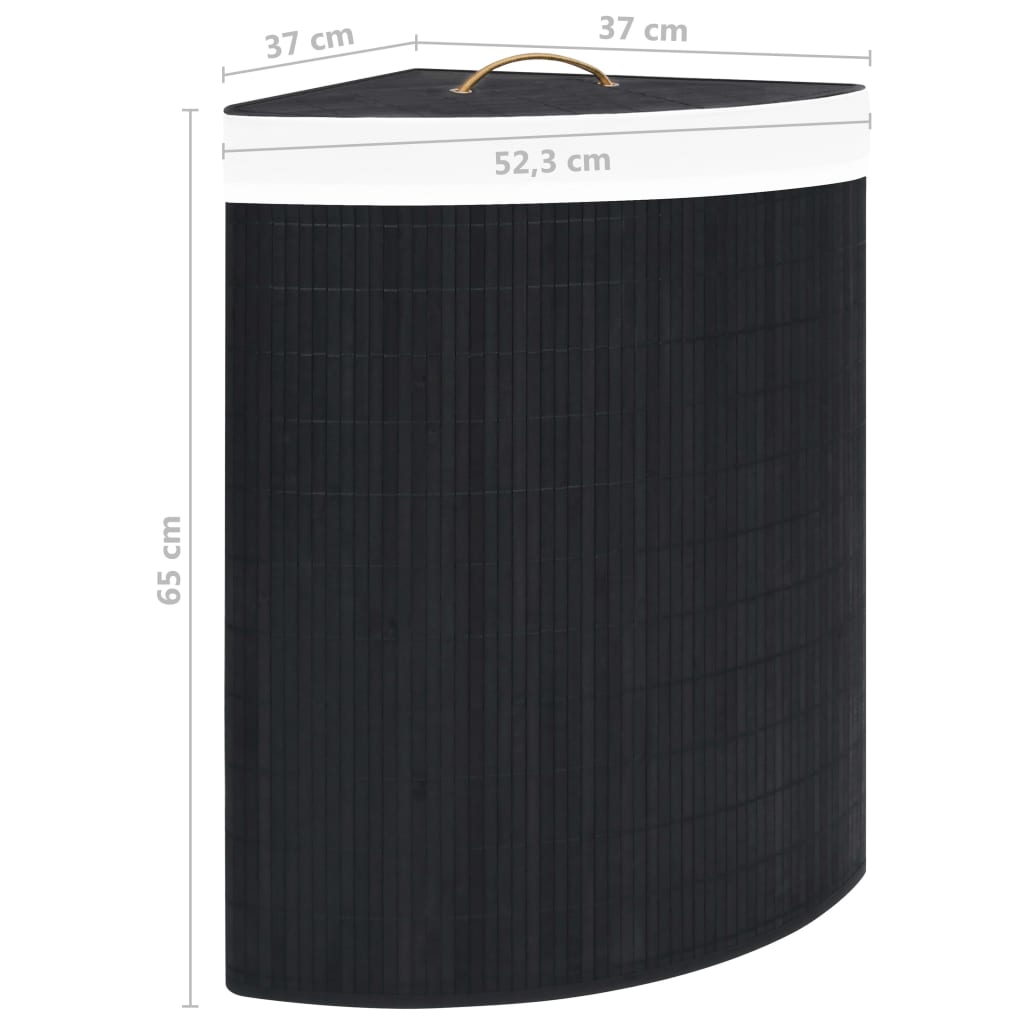 vidaXL Panier à linge d'angle Bambou Noir 60 L