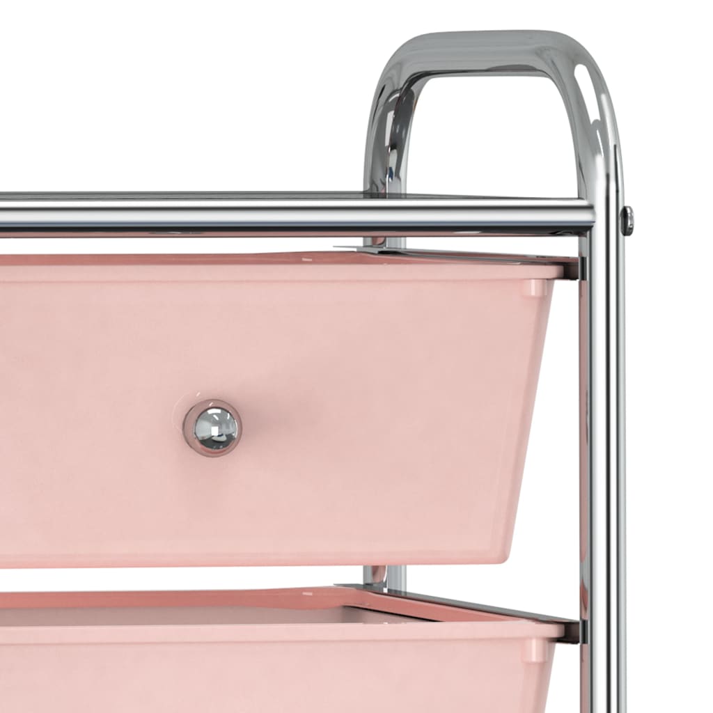 vidaXL Chariot de rangement mobile à 4 tiroirs Rose Plastique