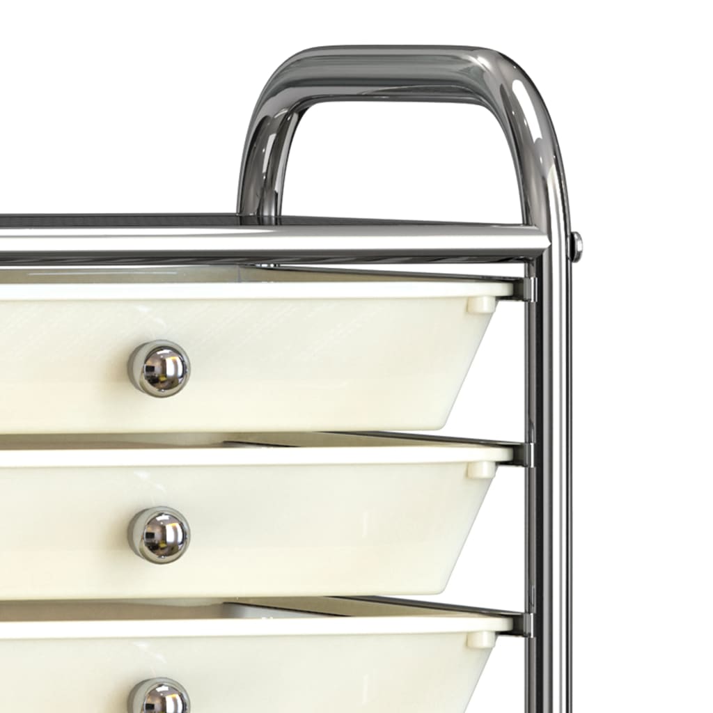 vidaXL Chariot de rangement mobile à 10 tiroirs Blanc Plastique
