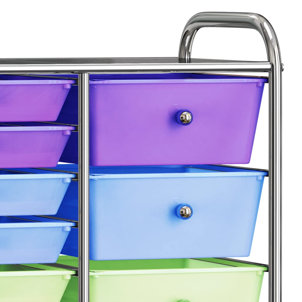 vidaXL Chariot rangement mobile à 15 tiroirs XXL Multicolore Plastique