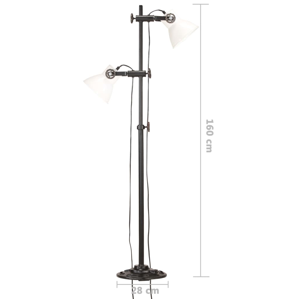 vidaXL Lampadaire avec 2 abat-jour Blanc E27 Fonte
