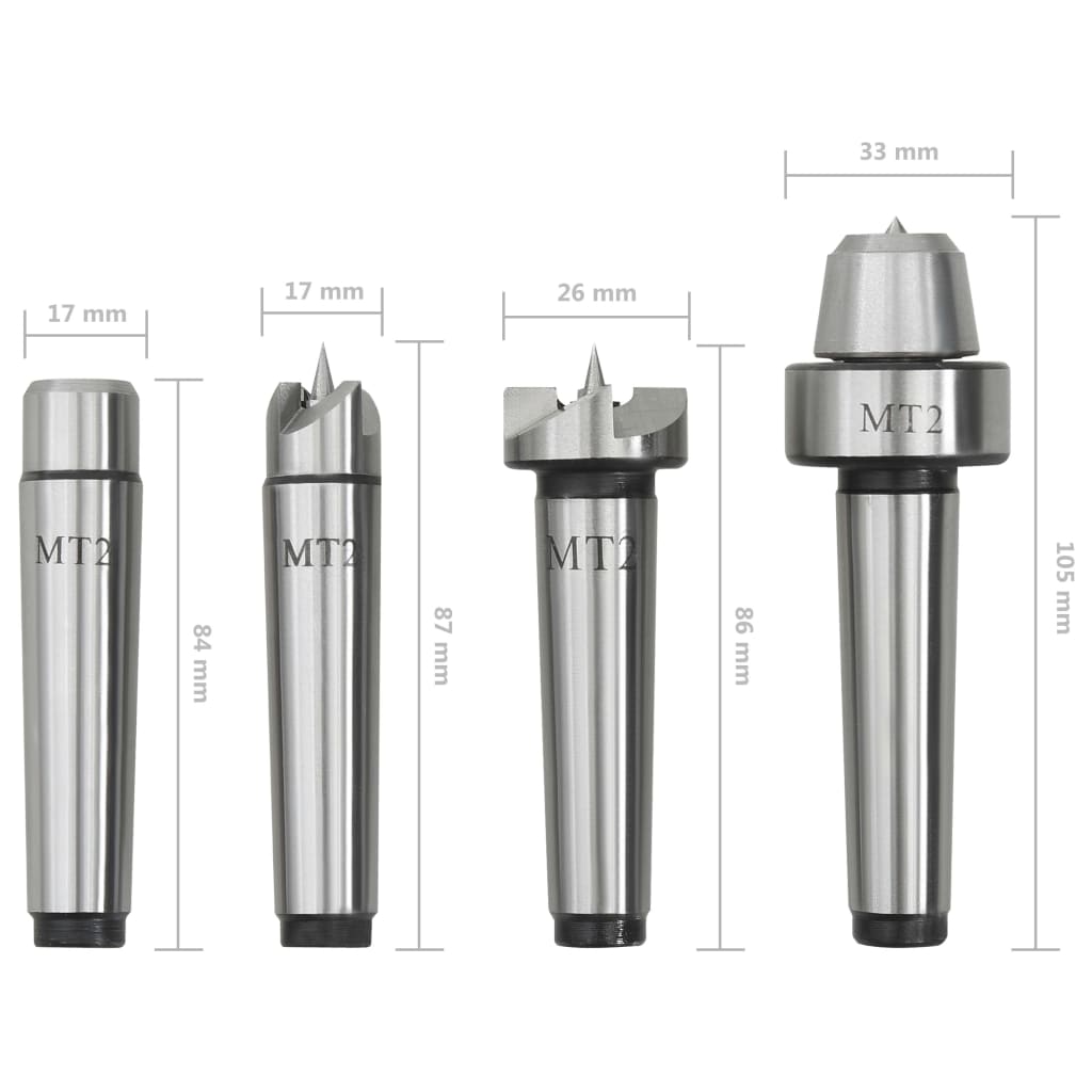 vidaXL Centres de tour à bois 4 pcs MT2 Acier