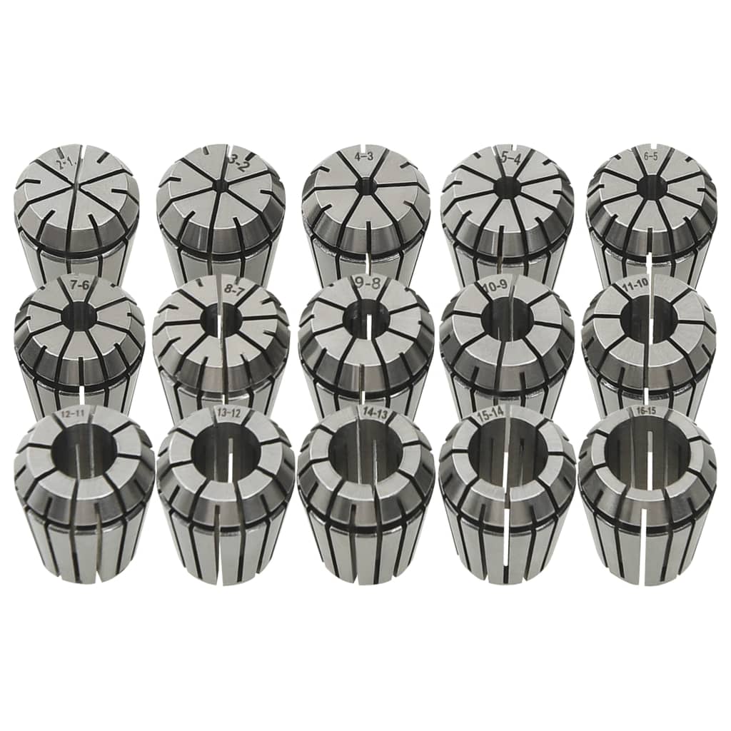 vidaXL Douilles de serrage ER25 15 pcs Ensemble d'outils de tournage
