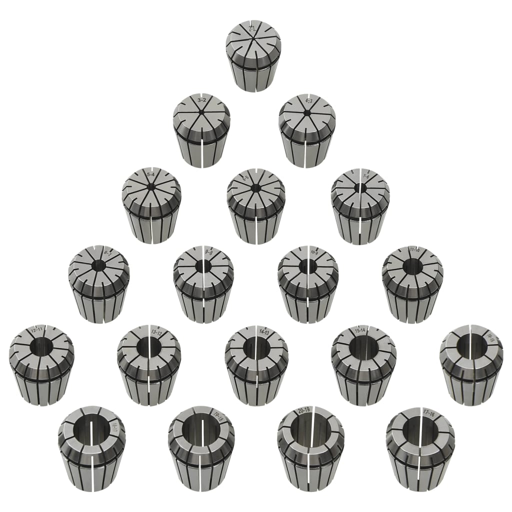 vidaXL Douilles de serrage ER32 19 pcs Ensemble d'outils de tournage