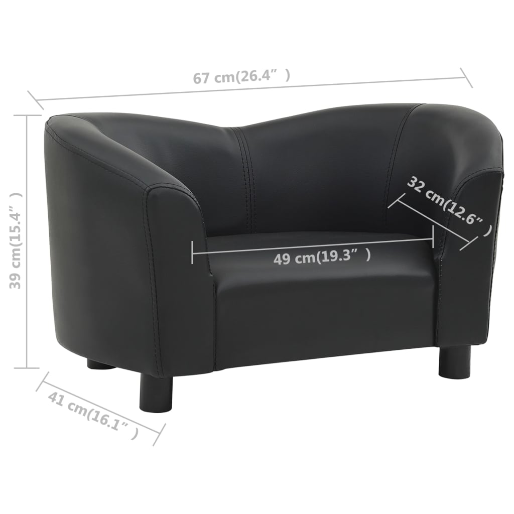 vidaXL Canapé pour chien Noir 67x41x39 cm Similicuir