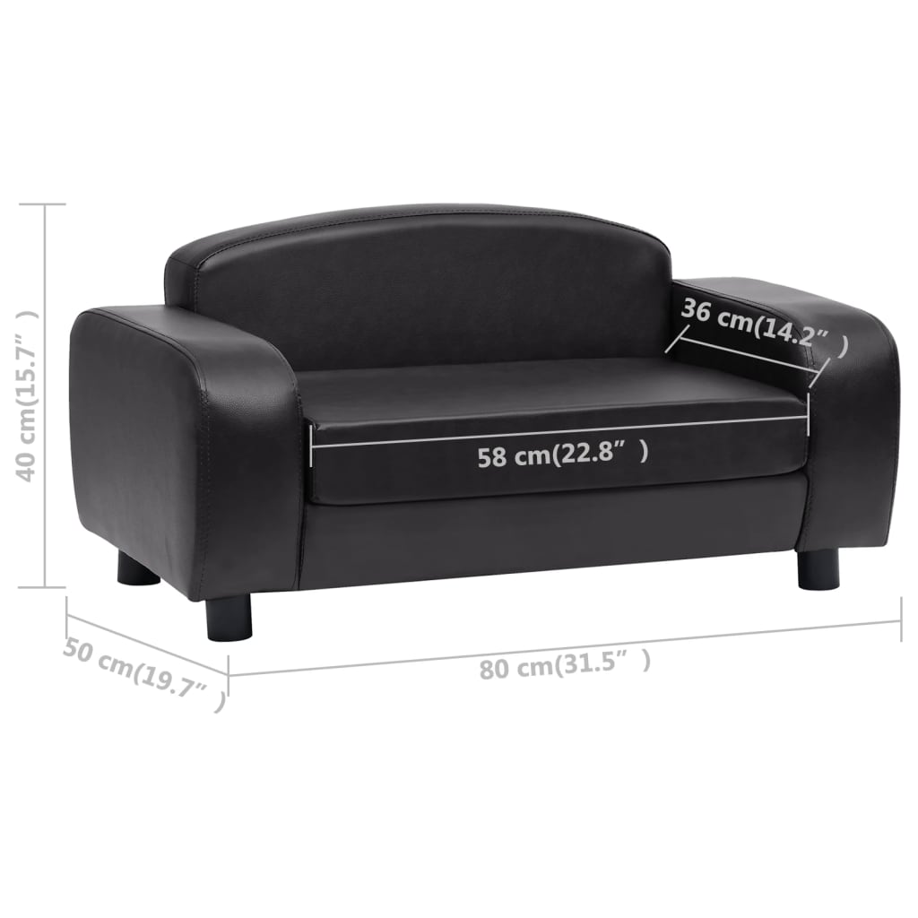 vidaXL Canapé pour chien Noir 80x50x40 cm Similicuir
