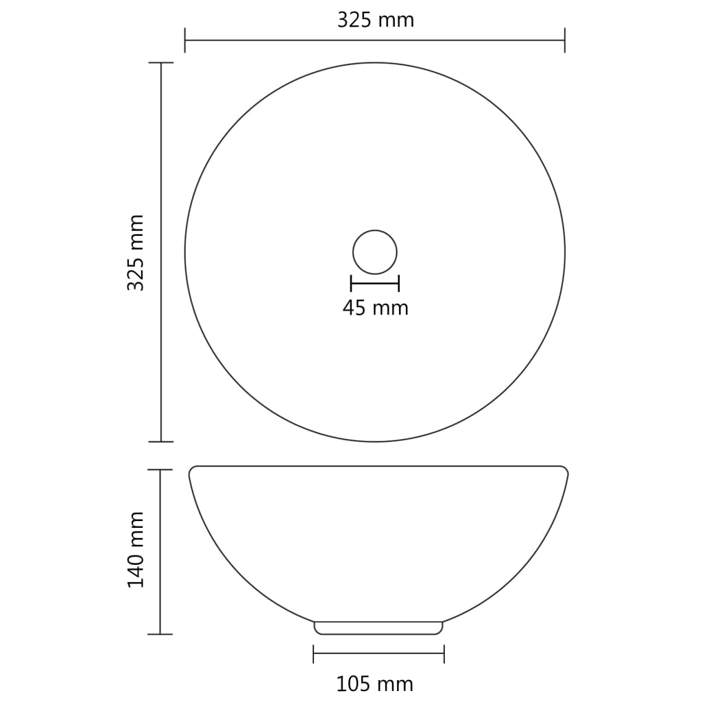 vidaXL Lavabo rond de luxe de salle Gris clair mat 32,5x14cm Céramique