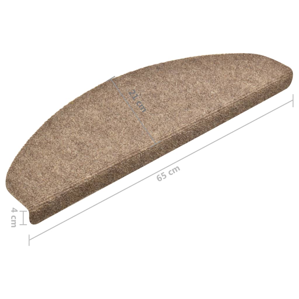 vidaXL Tapis d'escalier autocollants 15 pcs Crème 65x21x4cm Aiguilleté