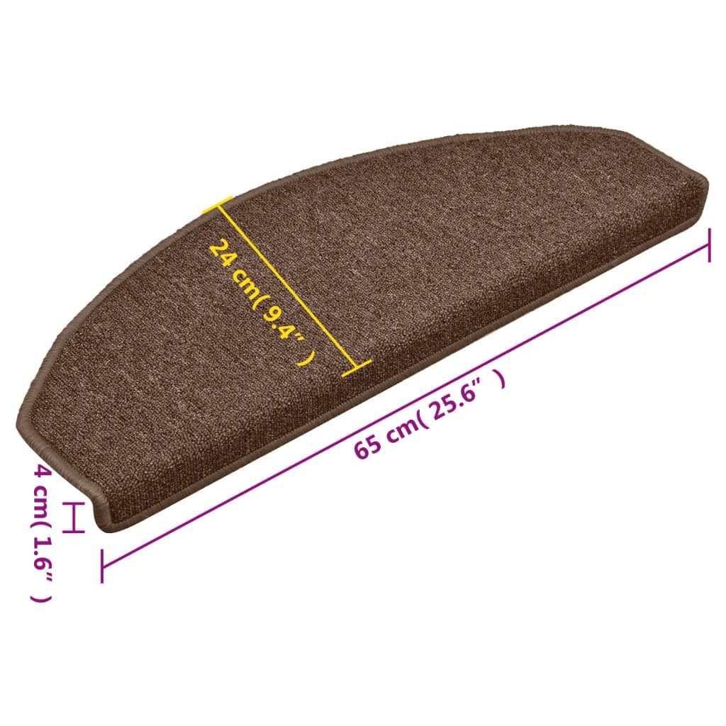 vidaXL Tapis de marches d'escalier 15 pcs Marron 65x24x4 cm