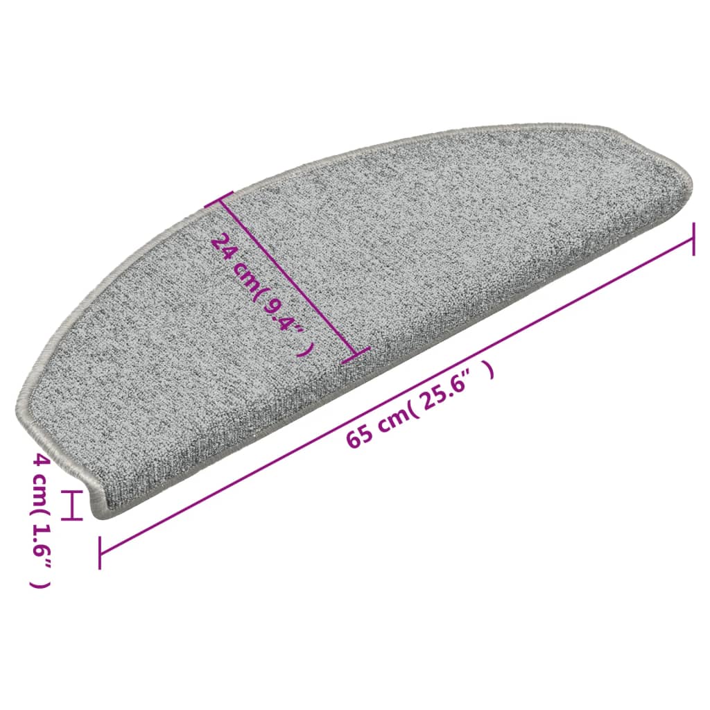 vidaXL Tapis de marches d'escalier 15 pcs Gris clair 65x24x4 cm