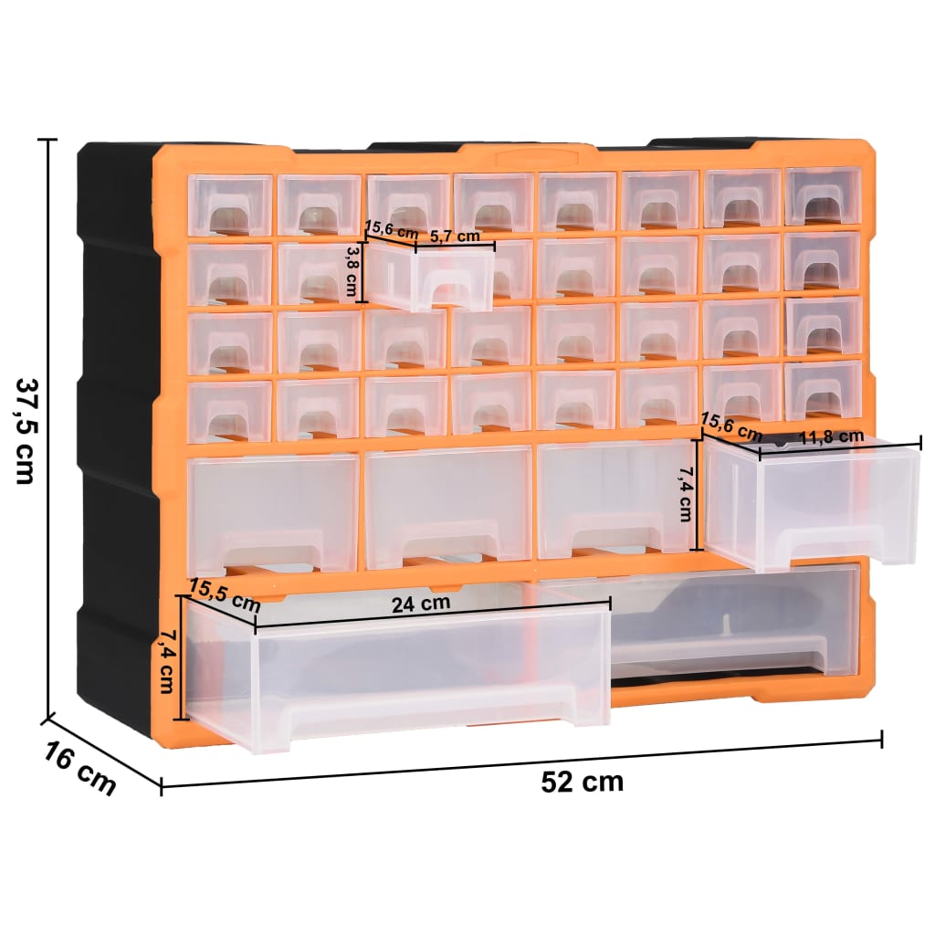 vidaXL Organisateur multi-tiroirs avec 40 tiroirs 52x16x37,5 cm