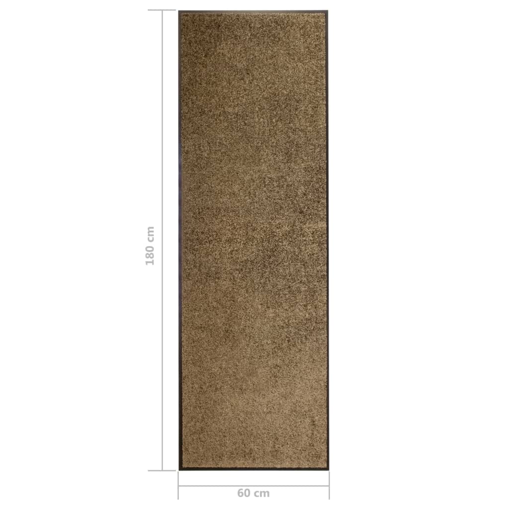 vidaXL Paillasson lavable Marron 60x180 cm