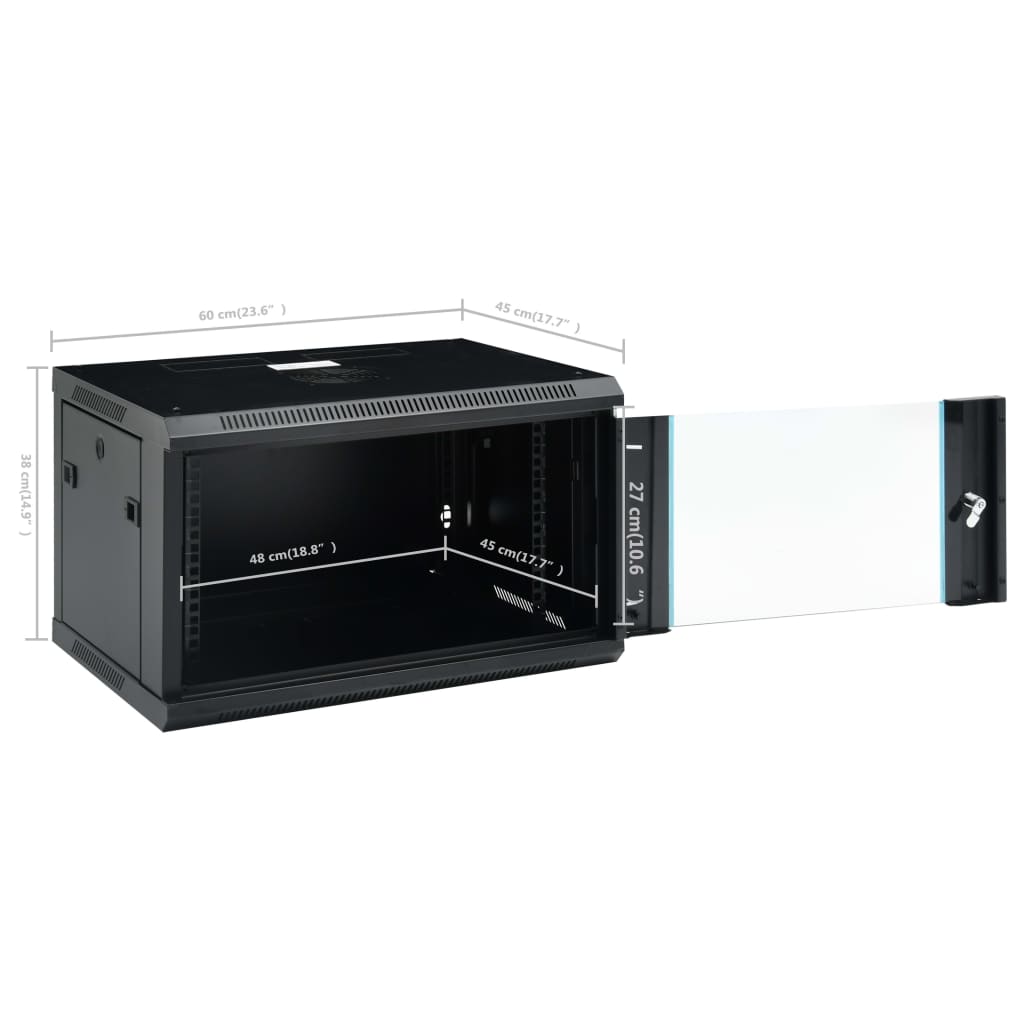 vidaXL Coffret de réseau mural 6U 19" IP20 600x450x375 mm