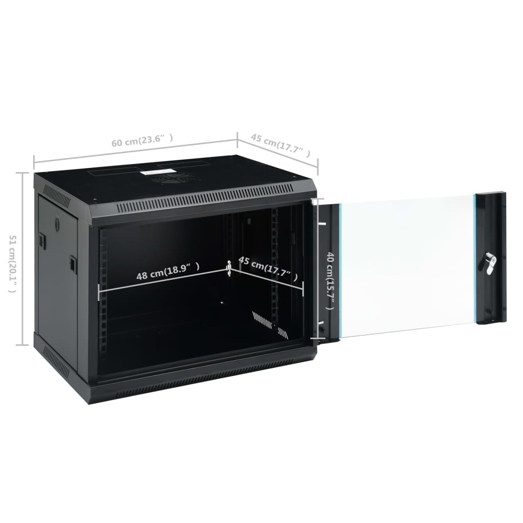 vidaXL Coffret de réseau mural 9U 19" IP20 600x450x510 mm