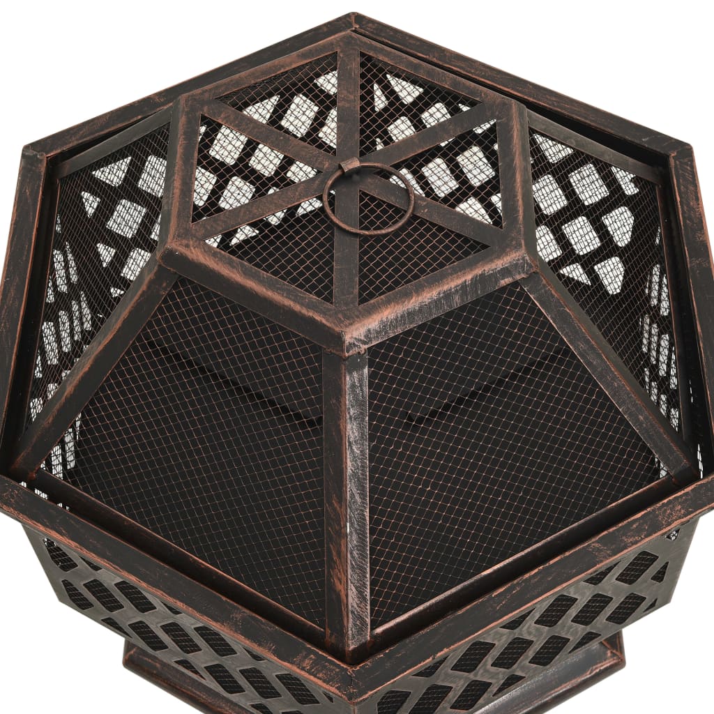vidaXL Foyer rustique avec tisonnier 62x54x56 cm XXL Acier