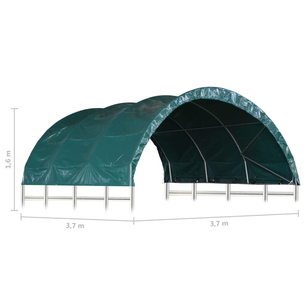 vidaXL Tente pour bétail PVC 3,7x3,7 m Vert