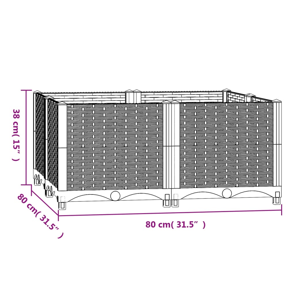 vidaXL Lit surélevé 80x80x38 cm Polypropylène
