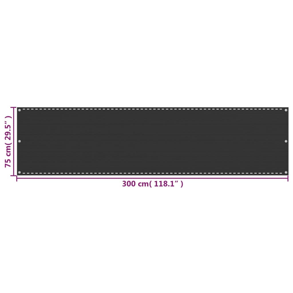 vidaXL Écran de balcon Anthracite 75x300 cm PEHD
