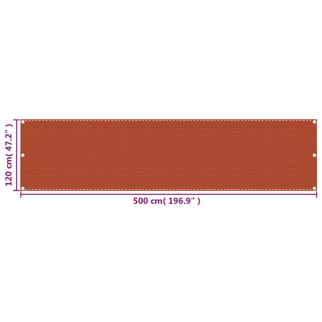vidaXL Écran de balcon Orange 120x500 cm PEHD